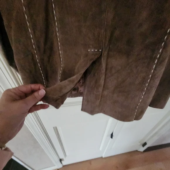 Pamela McCoy Suede Leather Jacket in Rich Brown.pit To Pit 19" - Picture 5 of 8